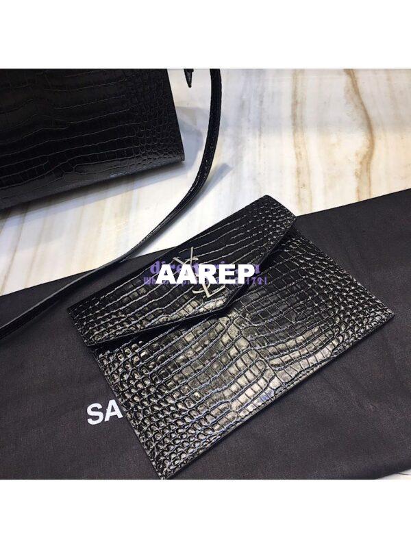 Replica Saint Laurent YSL Uptown Small Tote In Uptown Small Tote In Shiny Crocodile-embossed Leather 561203 Black 7