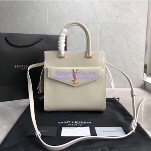 Replica Saint Laurent YSL Uptown Small Tote In Shiny Smooth Leather 561203 Blanc