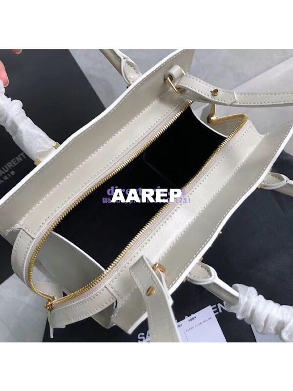 Replica Saint Laurent YSL Uptown Small Tote In Shiny Smooth Leather 561203 Blanc 6