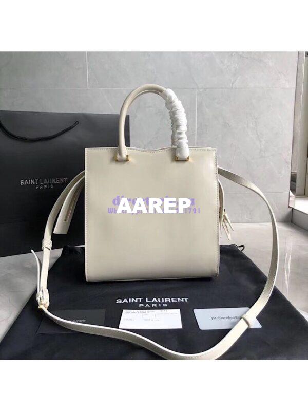 Replica Saint Laurent YSL Uptown Small Tote In Shiny Smooth Leather 561203 Blanc 9