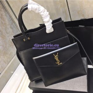 Replica Saint Laurent YSL Uptown Small Tote In Shiny Smooth Leather 561203 Black