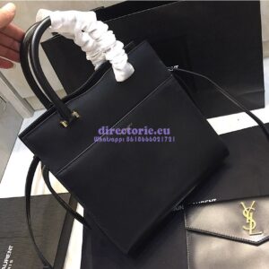 Replica Saint Laurent YSL Uptown Small Tote In Shiny Smooth Leather 561203 Black 2