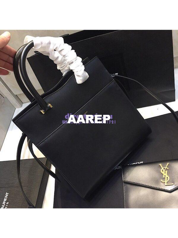 Replica Saint Laurent YSL Uptown Small Tote In Shiny Smooth Leather 561203 Black 4