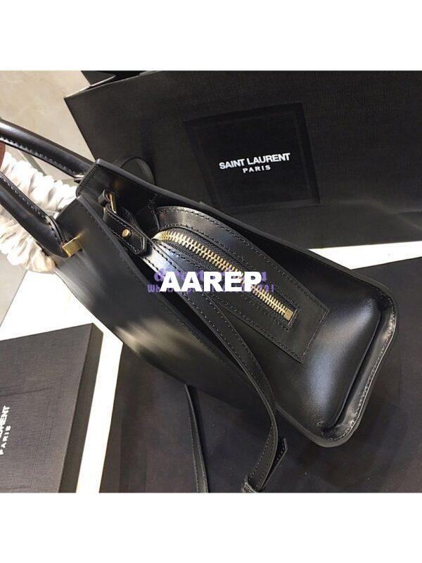 Replica Saint Laurent YSL Uptown Small Tote In Shiny Smooth Leather 561203 Black 6