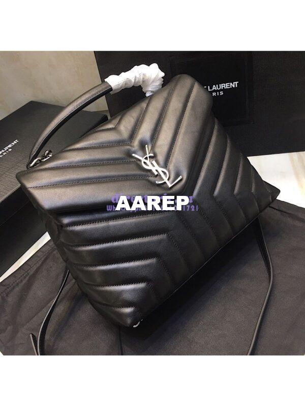 Replica Saint Laurent YSL LouLou Leather Top Handle Bag Black 4