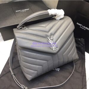 Replica Saint Laurent YSL LouLou Leather Top Handle Bag Grey