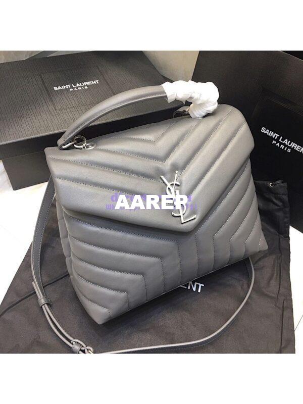 Replica Saint Laurent YSL LouLou Leather Top Handle Bag Grey 3