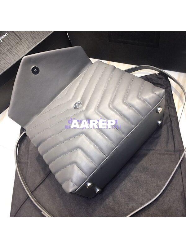 Replica Saint Laurent YSL LouLou Leather Top Handle Bag Grey 7