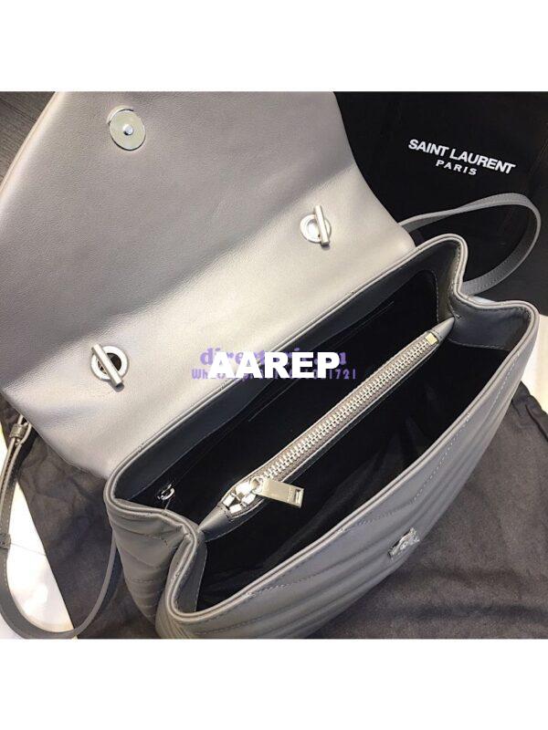 Replica Saint Laurent YSL LouLou Leather Top Handle Bag Grey 8