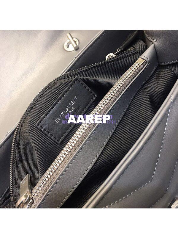 Replica Saint Laurent YSL LouLou Leather Top Handle Bag Grey 9