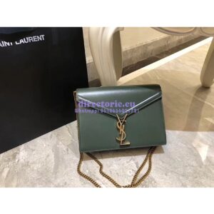 Replica YSL Saint Laurent Cassandra Monogram Clasp Bag In Smooth Leather Dark Green