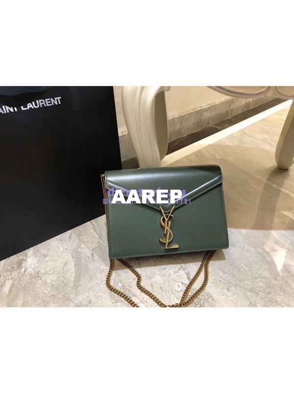 Replica YSL Saint Laurent Cassandra Monogram Clasp Bag In Smooth Leather Dark Green