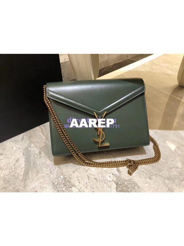 Replica YSL Saint Laurent Cassandra Monogram Clasp Bag In Smooth Leather Dark Green 2
