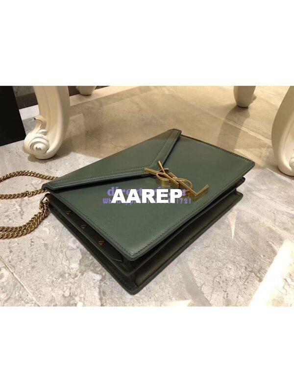Replica YSL Saint Laurent Cassandra Monogram Clasp Bag In Smooth Leather Dark Green 3