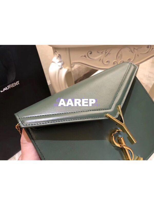 Replica YSL Saint Laurent Cassandra Monogram Clasp Bag In Smooth Leather Dark Green 5