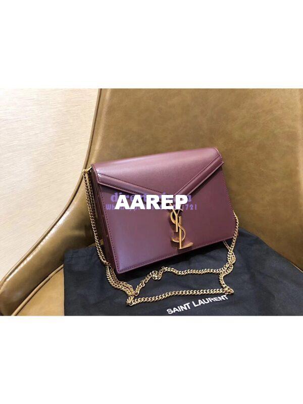 Replica YSL Saint Laurent Cassandra Monogram Clasp Bag In Smooth Leather Dark Red 4