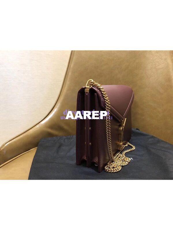Replica YSL Saint Laurent Cassandra Monogram Clasp Bag In Smooth Leather Dark Red 5