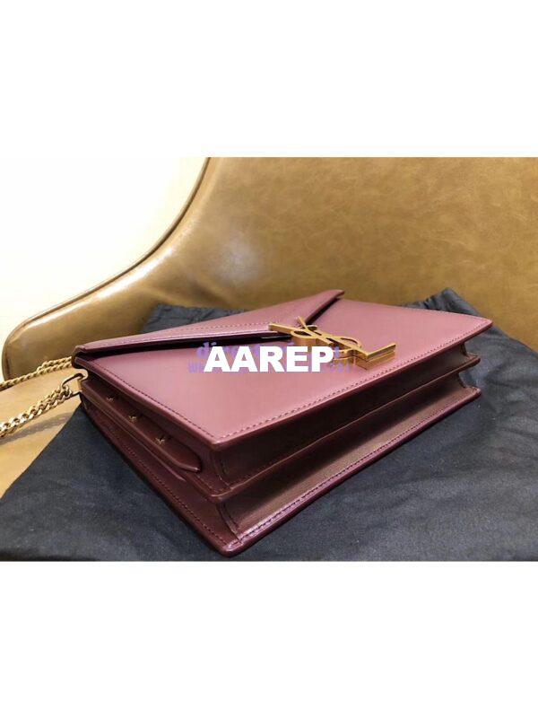 Replica YSL Saint Laurent Cassandra Monogram Clasp Bag In Smooth Leather Dark Red 6
