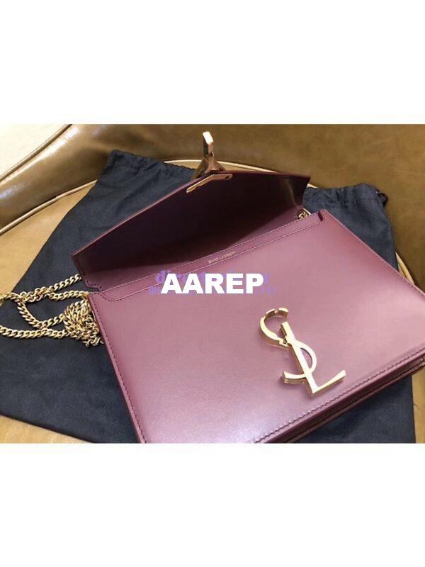 Replica YSL Saint Laurent Cassandra Monogram Clasp Bag In Smooth Leather Dark Red 7
