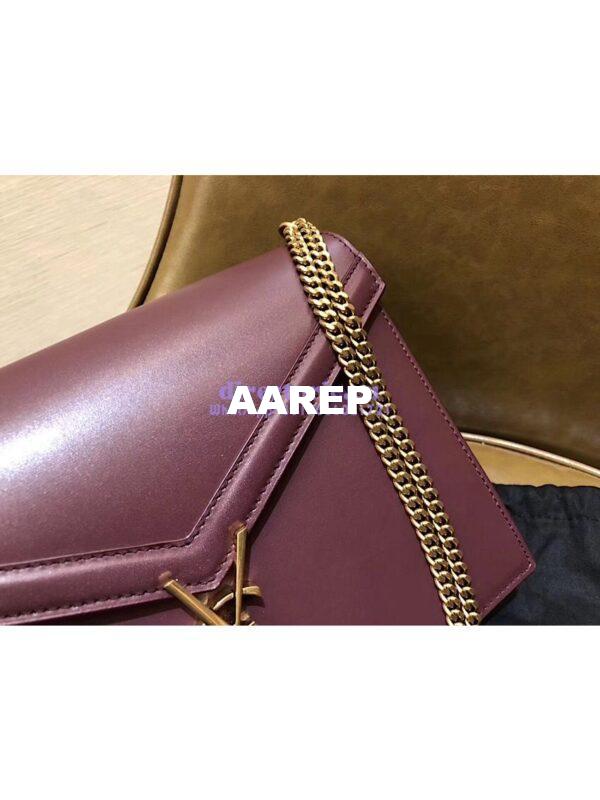 Replica YSL Saint Laurent Cassandra Monogram Clasp Bag In Smooth Leather Dark Red 8