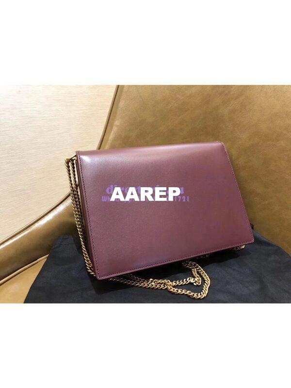 Replica YSL Saint Laurent Cassandra Monogram Clasp Bag In Smooth Leather Dark Red 12
