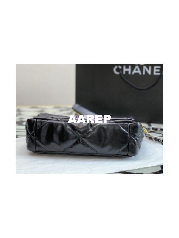 Replica Chanel 19 Small Flap Bag AS1160 Glossy Calfskin Black Silver 9