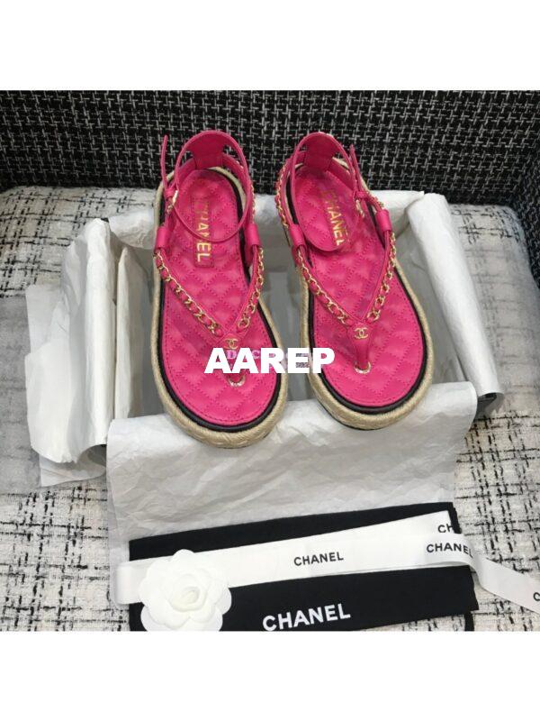 Replica Chanel Lambskin Pink Sandals G36921 3