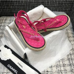 Replica Chanel Lambskin Pink Sandals G36921 2