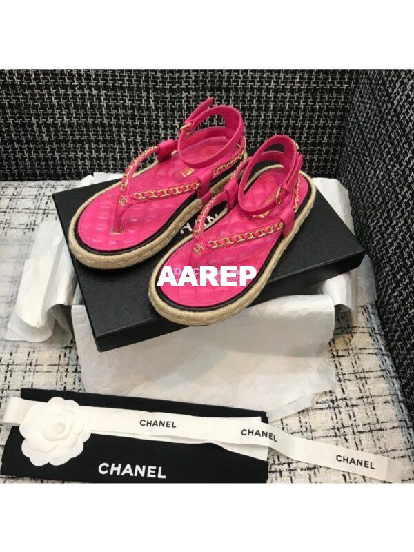 Replica Chanel Lambskin Pink Sandals G36921 5