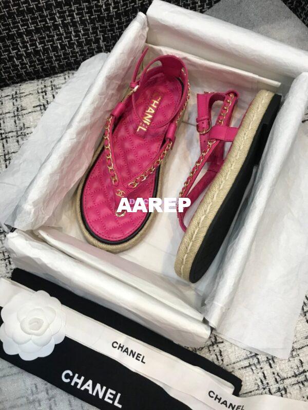 Replica Chanel Lambskin Pink Sandals G36921 6