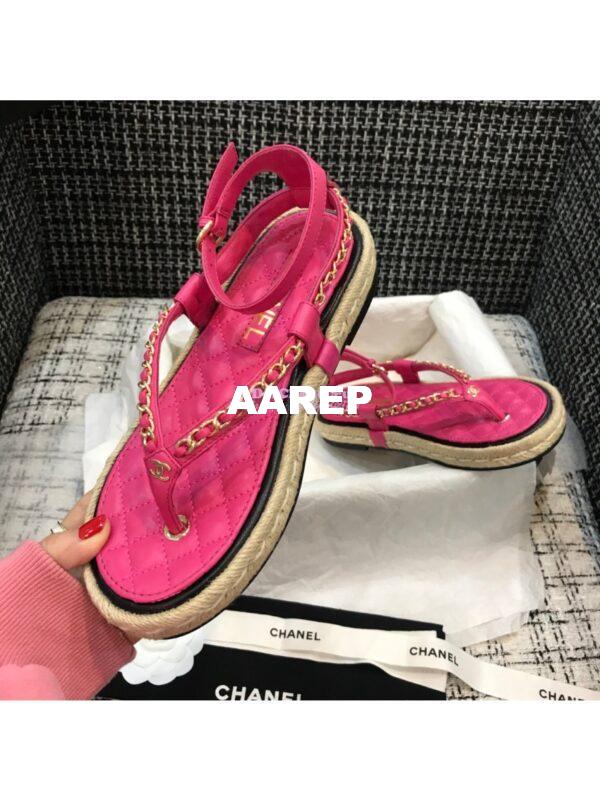 Replica Chanel Lambskin Pink Sandals G36921 7