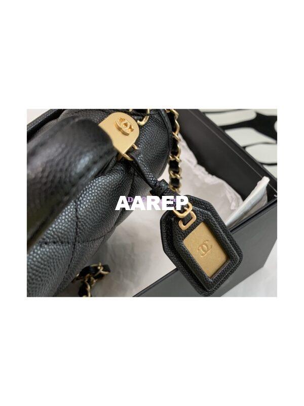 Replica Chanel Small Flap Bag With Top Handle Grained Calfskin AS3652 Black 5