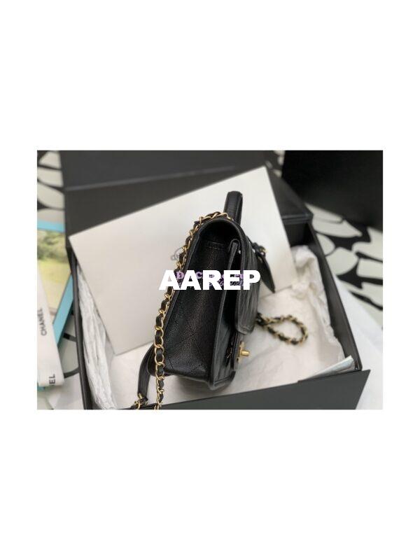 Replica Chanel Small Flap Bag With Top Handle Grained Calfskin AS3652 Black 6