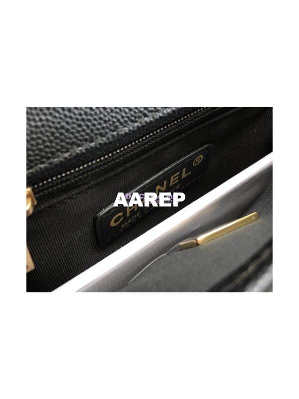 Replica Chanel Small Flap Bag With Top Handle Grained Calfskin AS3652 Black 8