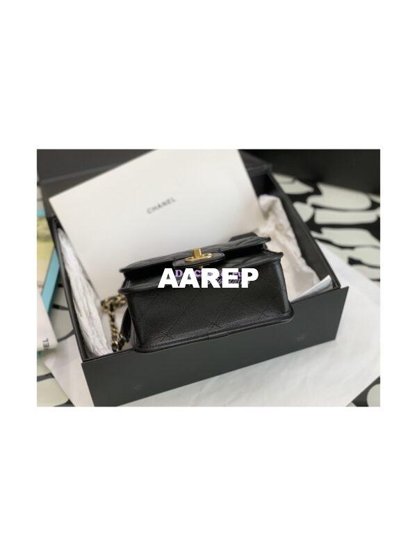 Replica Chanel Small Flap Bag With Top Handle Grained Calfskin AS3652 Black 9