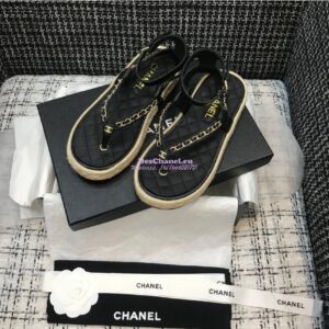 Replica Chanel Lambskin Black Sandals G36921
