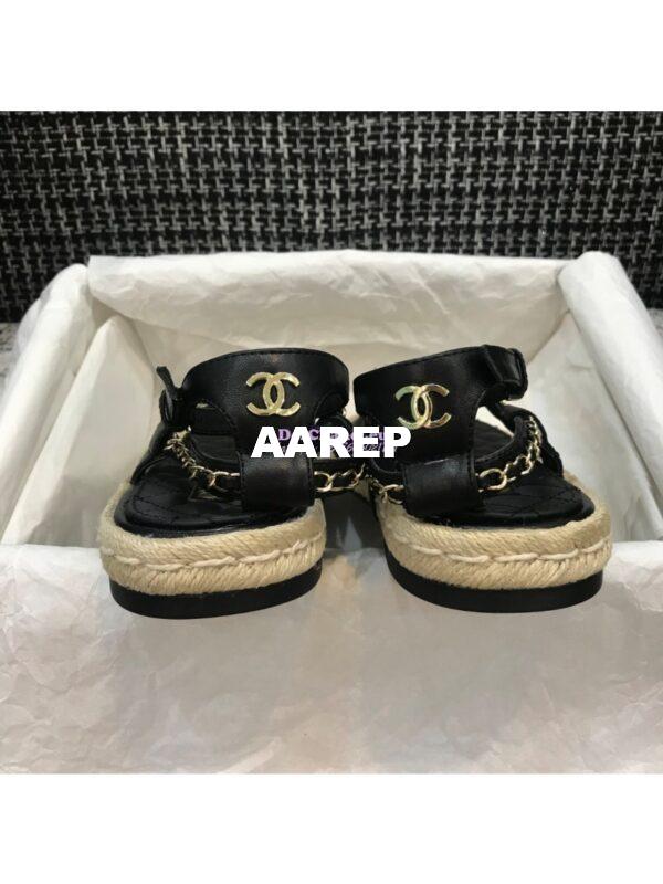 Replica Chanel Lambskin Black Sandals G36921 9