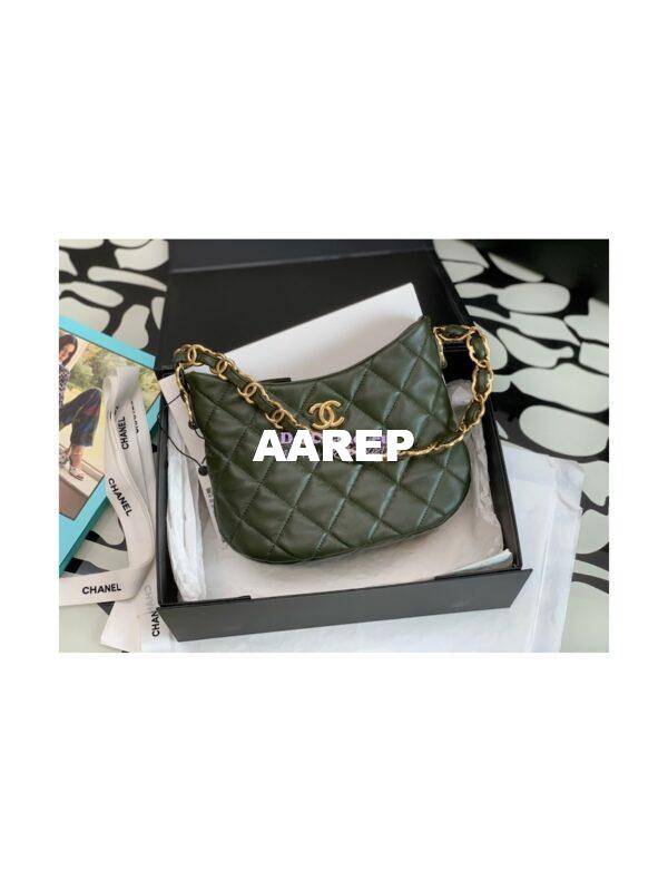 Replica Chanel Lambskin Hobo Handbag AS3562 Khaki 3