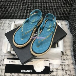 Replica Chanel Lambskin Turquiose Sandals G36921