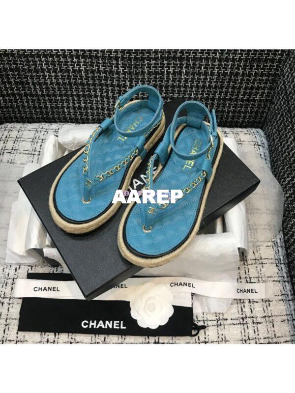 Replica Chanel Lambskin Turquiose Sandals G36921