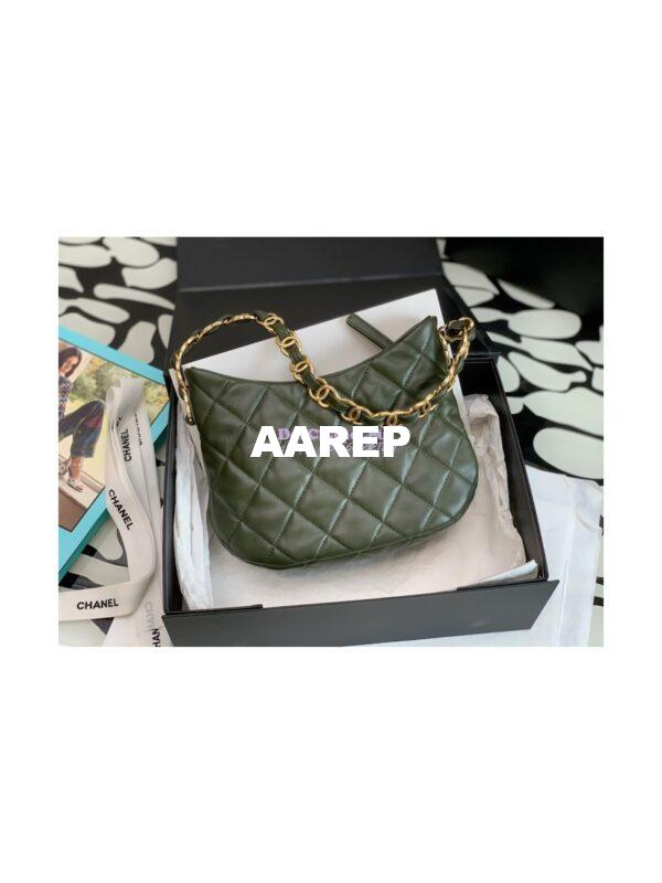 Replica Chanel Lambskin Hobo Handbag AS3562 Khaki 7