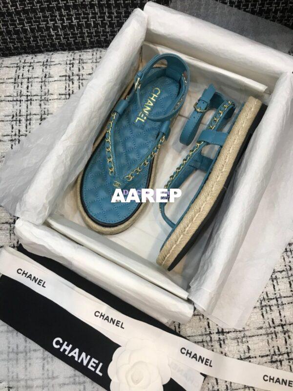 Replica Chanel Lambskin Turquiose Sandals G36921 3
