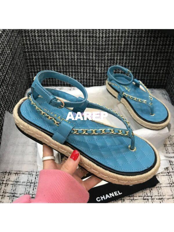 Replica Chanel Lambskin Turquiose Sandals G36921 4
