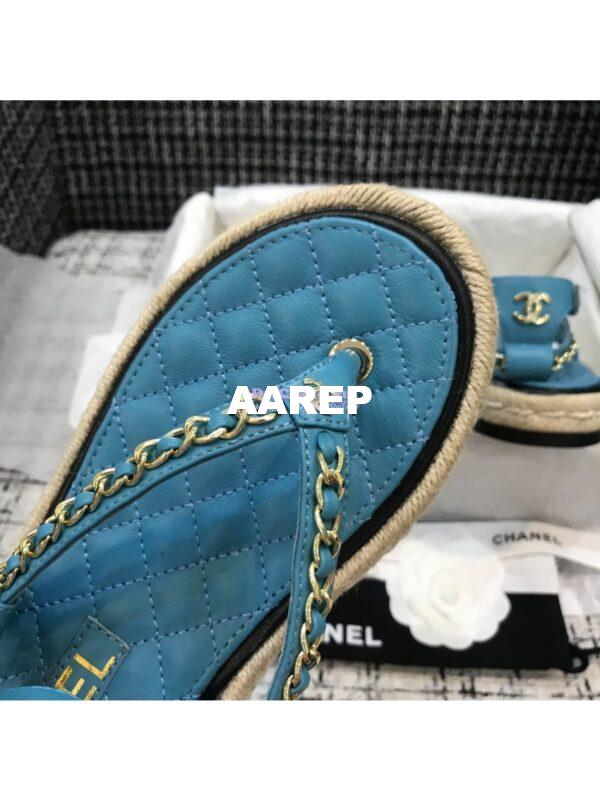 Replica Chanel Lambskin Turquiose Sandals G36921 6