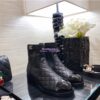 Replica Chanel Tweed Pearls Ankle Boots G36141 Green 2
