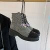 Replica Chanel Tweed Pearls Ankle Boots G36141 Green