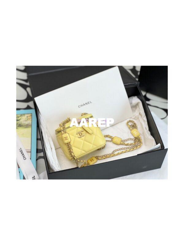 Replica Chanel Small Vanity With Chain in Lambskin AP2931 Yellow