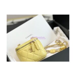 Replica Chanel Small Vanity With Chain in Lambskin AP2931 Yellow 2