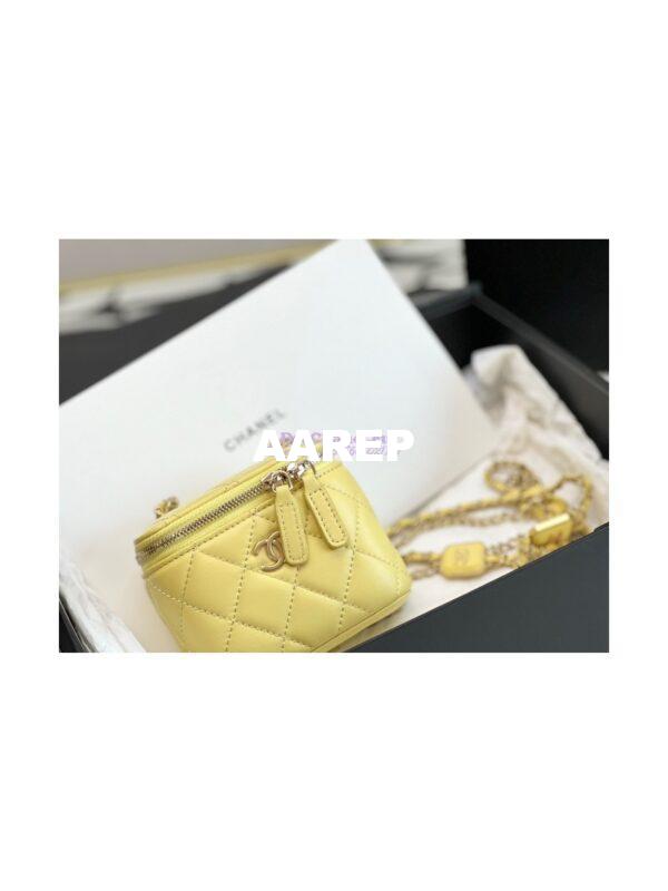 Replica Chanel Small Vanity With Chain in Lambskin AP2931 Yellow 2