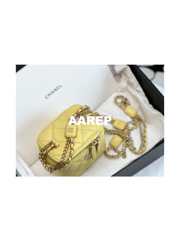 Replica Chanel Small Vanity With Chain in Lambskin AP2931 Yellow 3